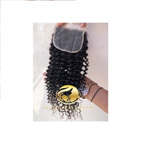 Venta al por mayor 100% de alta calidad de la Virgen DE LA India 18 "Deep Curly 4x4 HD Cierre de encaje transparente extensión del pelo tejido proveedor superior - Product Image 1