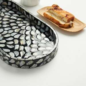 Bandeja redonda hecha a mano para servir té de madreperla DE LA India, buen precio, venta al por mayor, accesorios de decoración para el hogar de HF CRAFTS - Product Image 3