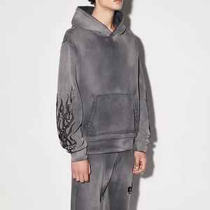 เสื้อฮู้ดดี้ผู้ชายผ้าฝ้าย 100% ทรงวินเทจ ซิปหน้า ล้างสีแบบแอซิดวอช หนานุ่ม คุณภาพสูง รับสั่งทำพิเศษ - Product Image 1