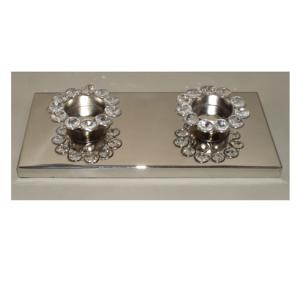 Support de bougie en métal au design exclusif, support de bougie élégant, support de bougie en aluminium avec perles de cristal - Product Image 3