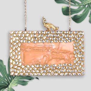 Bolso de mano de cuero hecho a mano de lujo para mujer, diseñador de resina, boda, fiesta nupcial, usos, ofertas, bolso de mano de resina para mujer - Product Image 1