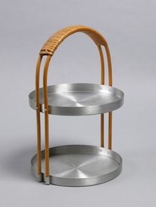 ที่วางเค้กทำจากสแตนเลส2ชั้นพร้อมที่จับหวายสำหรับตกแต่งบ้านบนโต๊ะ - Product Image 6