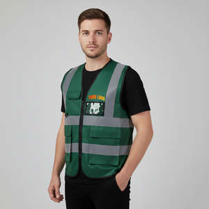 Gilet de sécurité 100% polyester haute visibilité, veste de travail réfléchissante pour la construction, la circulation routière, le travail en extérieur, gilet d'hiver noir avec poche - Product Image 2