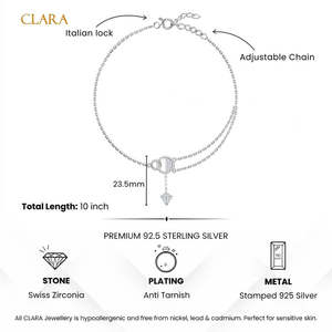 Compre Tobilleras/Payals de Plata 925 100% Auténtica para Mujeres y Niñas, Chapadas en Oro de 14k con una Bonita Piedra Principal de Diamante y Material de Primera Calidad - Product Image 5