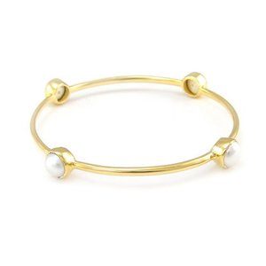 สร้อยข้อมือกําไลข้อมืออัญมณีแฮนด์เมดพร้อมอัญมณีคริสตัลสีขาวทรงกลม สร้อยข้อมือลําลองและสปอร์ตเคลือบทองสําหรับผู้หญิง - Product Image 1