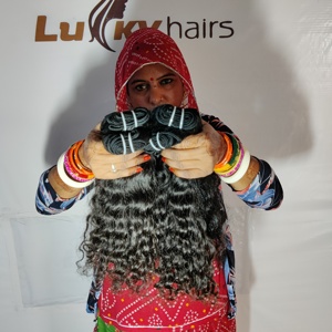 Bundle de cheveux Remy bruts ondulés non traités, couleur noire ondulée, extension de cheveux humains du temple indien, vendeur en gros - Product Image 2