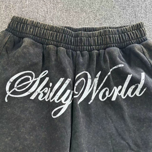 Acid Wash Hommes Jogging Shorts Impression Personnalisée Français Terry Streetwear Coton Vintage Sweat Shorts - Product Image 3