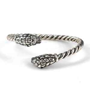 925 Sterling <b>Silver</b> Lion Head Design Twisted GM <b>Cuff</b> <b>Bracelet</b> for Men Fashion Accessory - Product Image 3
