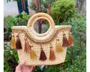 Sac de jacinthe d'eau de Style côtier avec texture faite à la main sac de jacinthe d'eau qualité d'exportation disponible pour la vente en gros en vrac - Product Image 4