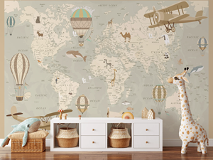 Murals pour enfants sur le thème du voyage Carte du <span class=keywords><strong>monde</strong></span> interactive <span class=keywords><strong>Papier</strong></span> <span class=keywords><strong>peint</strong></span> Parfait pour la peinture murale de la chambre à coucher - Product Image 2