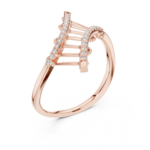 แหวนเพชรทรงกลมสีโรสโกลด์ 14K สำหรับผู้หญิง |   ชุดทำงาน |   เพชรที่เพาะเลี้ยงใหม่ - Product Image 3