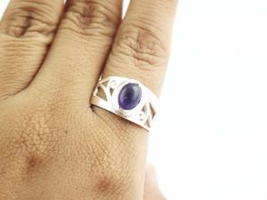 Anillo Unisex de Plata de Ley 925 con Amatista Natural Ovalada, Hecho a Mano, Piedra de Nacimiento de Febrero, Anillo de Compromiso - Product Image 5
