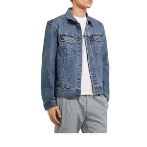 Veste en jean pour homme, veste en jean unie, denim délavé, coupe slim, trou, manteau épais, veste en jean tendance pour homme - Product Image 3
