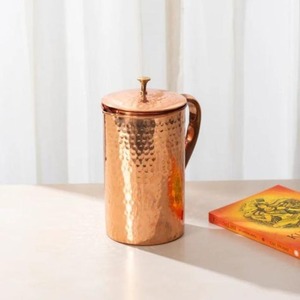 Designer <b>copper</b> <b>jug</b> with rustic hammered finish ideal for interior decor display or unique health conscious gifting - Product Image 6