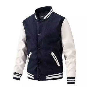 Chaqueta universitaria de alta calidad de fabricante para hombre, chaqueta universitaria de béisbol con mangas de cuero de chenilla bordadas, chaqueta universitaria con letras personalizadas - Product Image 3