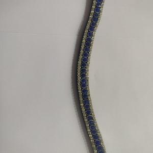 BANDA PARA CEJAS DE CUERO EN FORMA DE U PERSONALIZADA CON CADENA DE CRISTAL AZUL Y BLANCO DE 3 FILAS - Product Image 5