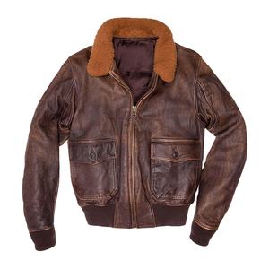 Chaqueta de Piloto Bomber para Hombre, Invierno, Lona, Cuero Genuino, Cuello Camisero, 2026 - Product Image 3