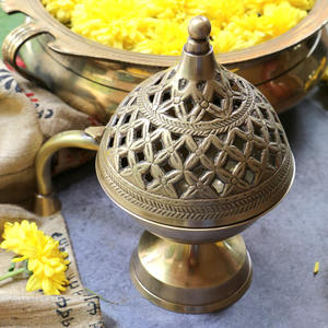 เครื่องพ่นน้ำมันหอมระเหยทองเหลืองทำมือ, ตะเกียงน้ำมันหอมระเหยทรงโดมตะเกียงสำหรับธูป bakhoor สำหรับกาแฟ - Product Image 3