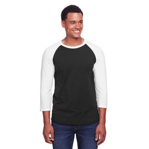 T-shirt raglan respirant 100% coton à manches 3/4 T-shirts sport décontractés raglan - Product Image 1