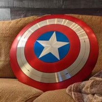 Escudo Medieval Personalizado de Metal Plateado Pulido Rojo Azul Blanco de 22 Pulgadas, Accesorio de Película, Cosplay de Marvel, Artículo Coleccionable de los Vengadores