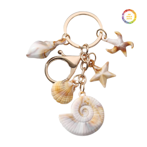 Porte-clés en coquillage marin naturel fait à la main, cadeau sur le thème de l'océan - Product Image 6