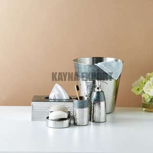 Juego de baño de diseño Floral grabado en oro pulido de acero inoxidable de primera calidad, accesorios de diseñador de Metal - Product Image 6