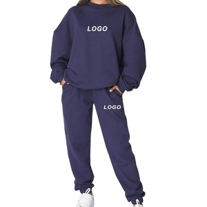 Sudadera con capucha para gimnasio, chándales para mujer, conjunto de 2 piezas con hombros caídos, pantalones para correr, sudadera con pantalones de chándal, sudaderas con capucha en blanco de gran tamaño - Product Image 3