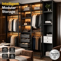 Joysource - Sistema de Armario Modular de Lujo Personalizado, Armario de Madera de Alta Gama con Iluminación LED