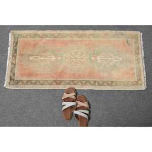 1.6x3.5 ft Vintage Rug, Rug, <b>Brown</b> Camouflage Rug <b>Wool</b> - Product Image 5