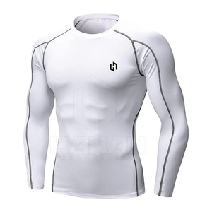 Camisas de compresión de hombre de manga larga de color personalizado de alta calidad con logotipo personalizado de características transpirables a precio barato - Product Image 3