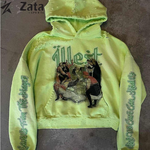 Custom 500 GSM Polyester/Cotton Fleece Heavyweight DTG Print Acid Washed Stone Wash <b>Pullover</b> <b>Men</b> Unisex Solid Winter - Product Image 1