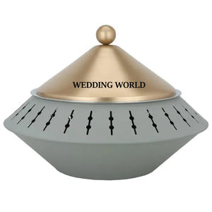 Réchaud alimentaire en acier inoxydable avec couvercle doré mat, forme ronde, design élégant, pour hôtels, fournitures hôtelières, marmite de luxe en métal - Product Image 4