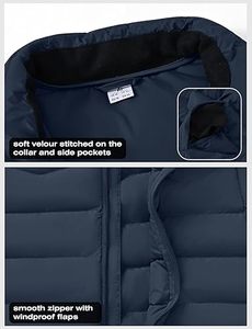 Meilleur prix 100% polyester Gilet matelassé pour homme Vêtement d'extérieur décontracté d'hiver Respirant Personnalisé Haute qualité Fermeture éclair Col en V 220g Tricoté - Product Image 3