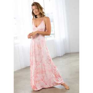 Robe longue rose à col en V sans manches pour femme, vêtement d'été élégant, Tie Dye, dernier prix - Product Image 2
