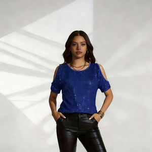 OFERTA ESPECIAL: Top de Hombros Descubiertos SWEET BABE, Transpirable, de Spandex/Poliéster, con Cuello en V para Mujer, Otoño/Primavera/Verano, para Discoteca y Fiesta - Product Image 6