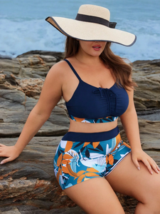 <span class=keywords><strong>Maillot</strong></span> <span class=keywords><strong>de</strong></span> <span class=keywords><strong>bain</strong></span> sexy pour femmes, <span class=keywords><strong>boxer</strong></span> fendu <span class=keywords><strong>taille</strong></span> <span class=keywords><strong>haute</strong></span>, ensemble 2 pièces imprimé tendance pour femmes, disponible en 4XL 3XL avec logo sur le devant - Product Image 4