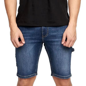 Pantalones cortos de mezclilla para hombre con logotipo personalizado de alta calidad, corte regular, ropa de calle de verano lavada ligera, pantalones vaqueros rectos tejidos de cintura media de talla grande - Product Image 2