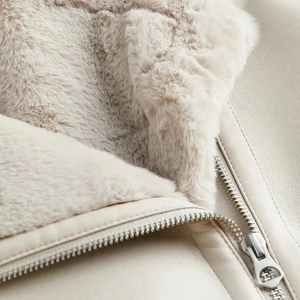 Venta al por mayor de cuero natural Peplum chaqueta de las mujeres Real oveja azul cremallera diseñador de moda Otoño Invierno transpirable carta Logo - Product Image 2