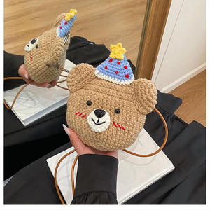 Crochet New <b>Cute</b> Cotton Fashion Portable Handmade Woven Birthday <b>Bear</b> Crossbody Bag Woman Gift Cartoon Coin Purse - Product Image 6