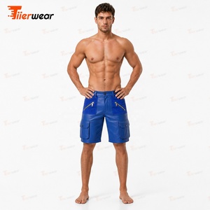 Pantalones Cortos Cargo Azules para Hombre, Cintura Media, Secado Rápido, Poliéster, Bermuda Casual con Bolsillos, Cierre de Botón, Color Sólido, Tejido de Tela - Product Image 2
