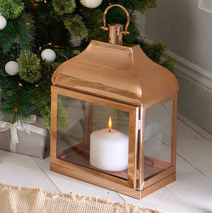 Rose Gold Metal Modern Handmade Candle <b>Lanterns</b> and Glossy Plain Glass High Quality Home Garden Decor for <b>Christmas</b> - Product Image 1