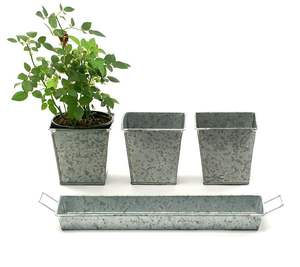 Maceta cuadrada galvanizada-Maceta decorativa a granel para plantas de interior y exterior - Product Image 5