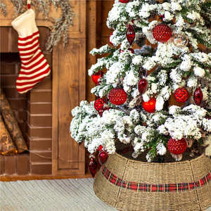 Natural color Seagrass <b>Christmas</b> Woven <b>Tree</b> Skirt Seagrass Xmas <b>Tree</b> Collar <b>tree</b> base for home decoration Xmas gift Ornament - Product Image 4