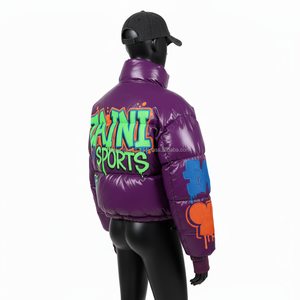 Haute qualité femmes hiver doudoune 380 GSM brillant Nylon tissu rembourrage Logo personnalisé Chenille broderie femmes bouffantes vestes - Product Image 5