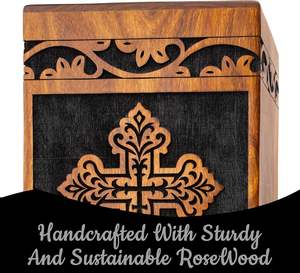 Letrero de Cruz grabado urna de cremación de madera Urnas funerarias para cenizas de adultos y urna de cremación masculina femenina con letrero de Cruz - Product Image 2