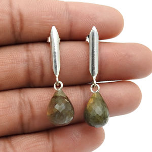 Boucles d'oreilles classiques en argent sterling 925 avec pierres précieuses en labradorite naturelle pour la fête bijoux dernier design fournisseur en gros - Product Image 3