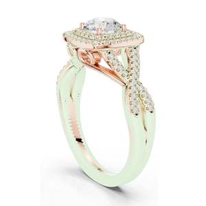 Bague de fiançailles halo avec diamant de laboratoire taille coussin de 1,22 carat, clarté VVS-VS EF, or 18 carats, 14 carats, 10 carats et argent 925, rose, jaune - Product Image 2