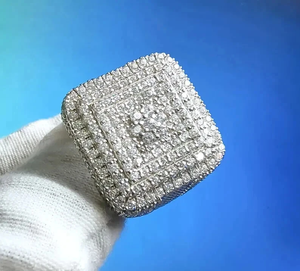 แหวนหมั้นฮิปฮอปชุบทองคำขาว9.00กะรัต VVS Moissanite สำหรับผู้ชาย925เงินสเตอร์ลิง - Product Image 6