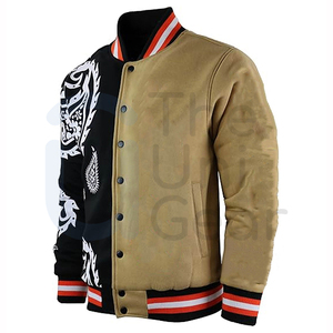 แจ็กเก็ตเบสบอลวิทยาลัยผู้ชายผู้หญิงวินเทจฤดูหนาวคอตั้งโลโก้ด้านหน้าเป็นมิตรกับสิ่งแวดล้อม100% บริการ OEM ตามสั่ง - Product Image 2