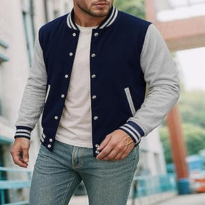 Veste universitaire à col montant pour hommes grande taille, logo personnalisé, vente en gros, utilisation en extérieur, avec manches en même matière - Product Image 2